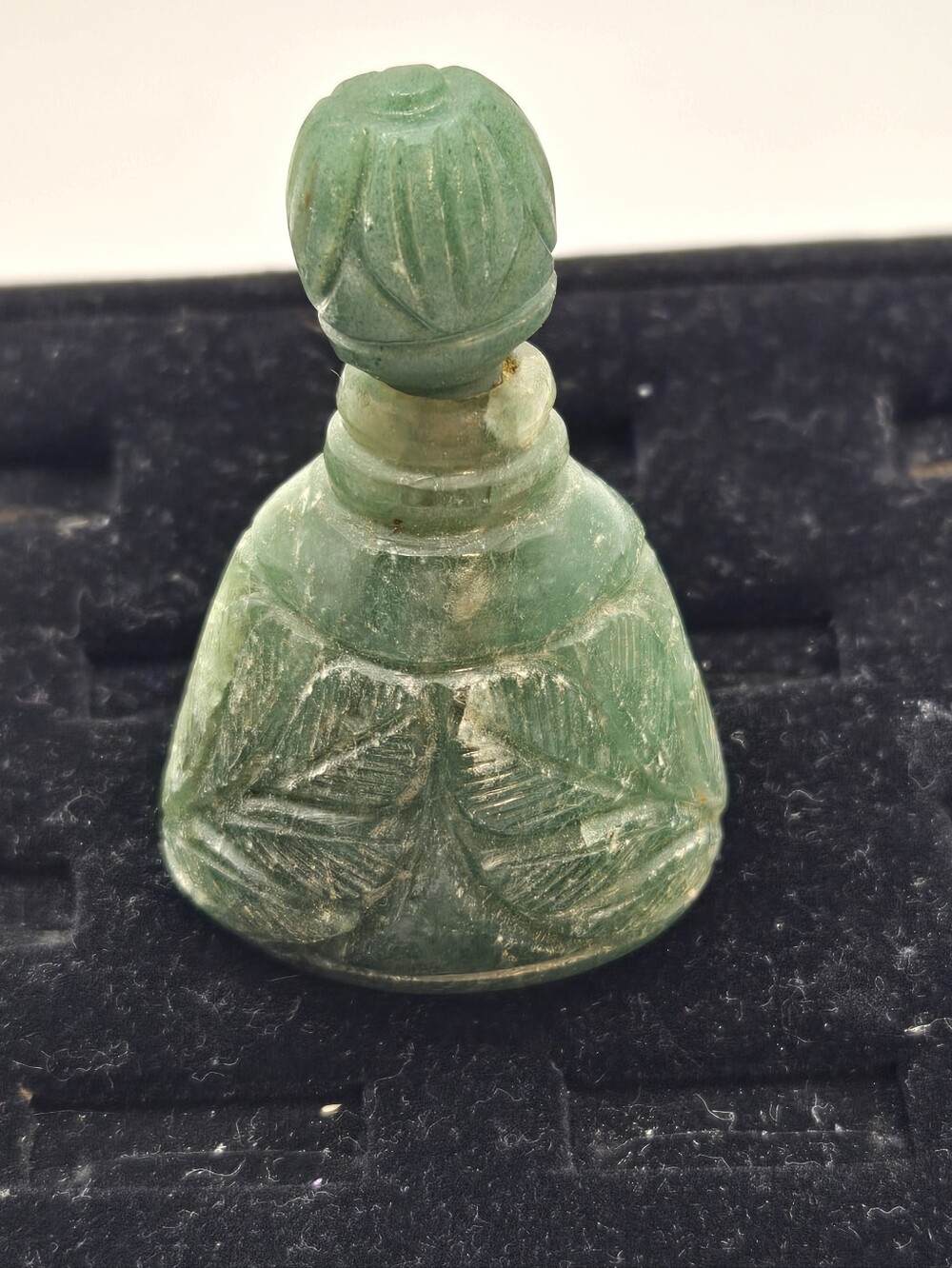 Aventurine Hand Carved Perfume Or Oil Bottle Boho Floral Green
